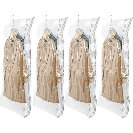 Vakuumbeutel Zur Aufbewahrung Von Hängender Kleidung, 4er-set (105 × 70 Cm), Vakuumbeutel Für Anzüge, Mäntel Und Jacken, 80 % Platzsparend, Kleiderschrank-organizer