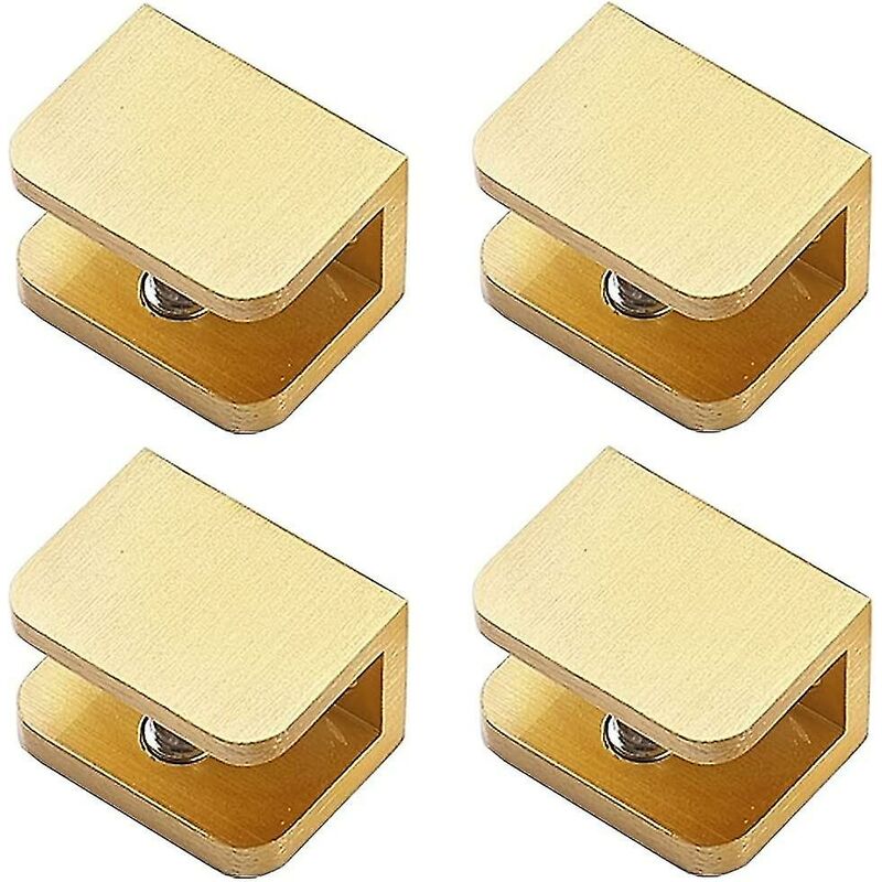 Crea 4er-pack Glasklemmen, Bohrfreie Glashalterung, Regalhalterung, Clip-unterstützung (für 10-12 Mm Glas, Gold)
