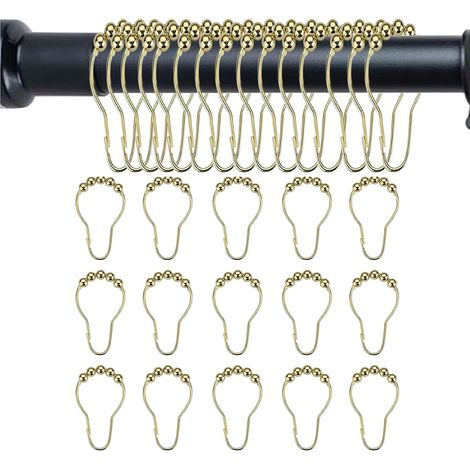 15 - Duschvorhangring - Duschhaken - Edelstahl - Rostfrei - Leichtgängig - Badezimmer - Gold - 7,4 X 4,1 Cm