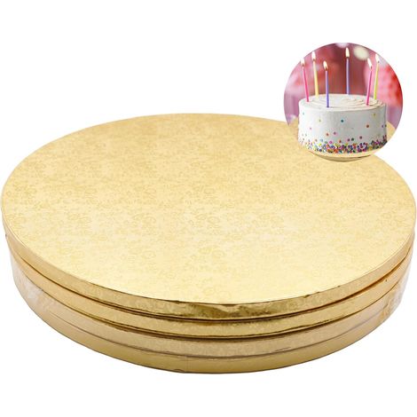 Set Mit 4 Runden Kuchenformen – 12 Mm X 30 Cm – Wiederverwendbar – Zum Transport Von Kuchen Und Torten – Gold