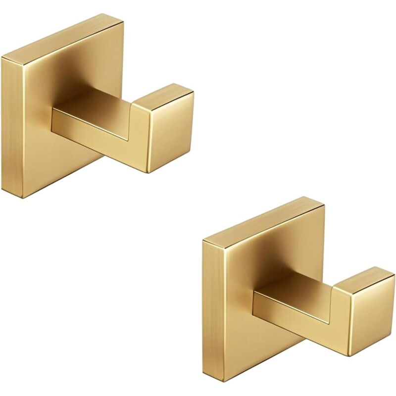 Handtuchhaken Fürs Badezimmer, Quadratischer Edelstahlhaken, Goldfarben, 2er-set