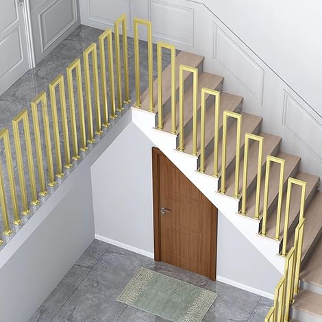 Goldenes U-förmiges Treppengeländer, Industrieller Eisenhandlauf Für Einstufige Treppen, Bodenmontierte Sicherheitsgeländer Für Innen- Oder Außentreppen (100 Cm)