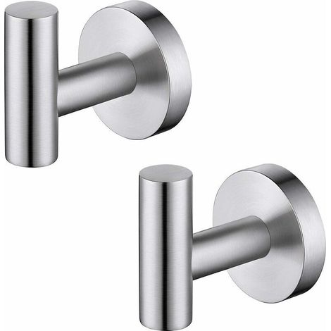Ulisem Wandmontierte Badezimmer-handtuchhaken, Mattschwarzer 304 Edelstahl-garderobenständer, Handtuchhalter, Aufbewahrungsständer, 2 Stück (silber)