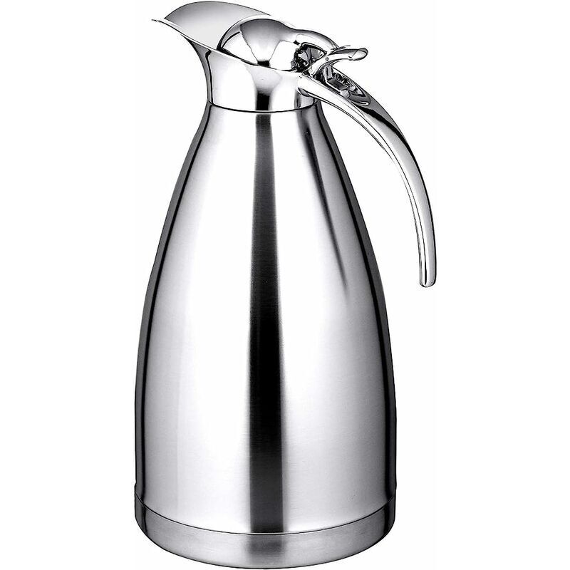 Isolierte Edelstahlkaraffe, Doppelwandiger Edelstahl-thermoskrug, 2 L, Silberfarben, Wärmflasche Für Zuhause, Büro Und Hotel, Ideal Für Kaffee