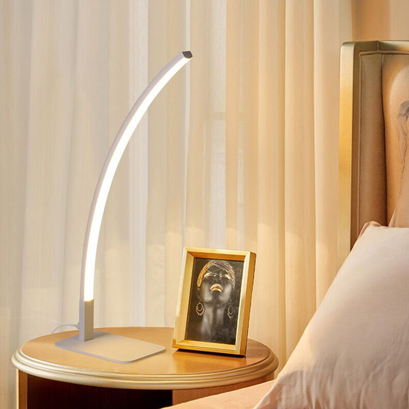 6w Led-bogen-nachttischlampe, Metall-nachttischlampe, Warmweißes Licht Mit Stecker, Silbernes Dekor Für Wohnzimmer, Schlafzimmer, Büro [energieklasse D]