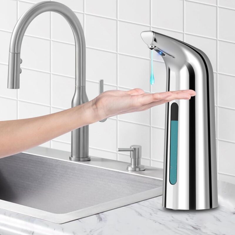 Automatischer Seifenspender Für Küche Und Bad, Infrarotsensor, Wasserdicht, 400 Ml/14 Oz, Galvanisiertes Silber