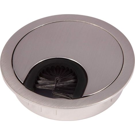Kabeldurchführung – Metall – Edelstahloptik – Kabelmanagement Für Schreibtische – 68-mm-bohrloch – Mit Staubdichtung – Silber – 7,6 X 1,5 Cm