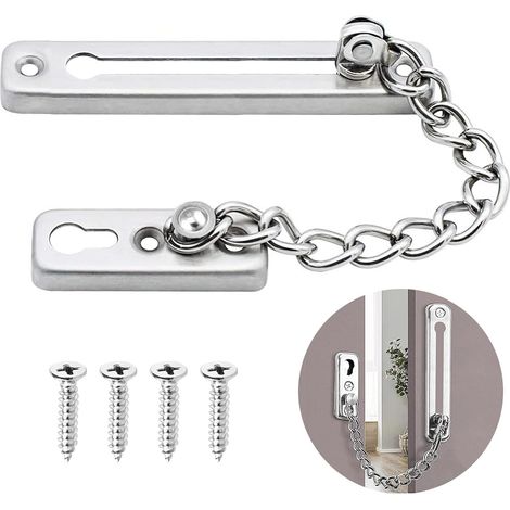 Türkette – Sicherheitsschloss – Edelstahl – Schutz Für Familie Und Haustiere – Begrenzte Öffnung Für Besucher – Silber – 12,4 X 2,4 Cm