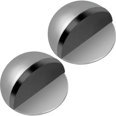 Stück – Türstopper – Edelstahl – Wand- Und Bodenschutz Mit Gummipuffer Für Den Innenbereich, Silber, 45 X 25 Mm