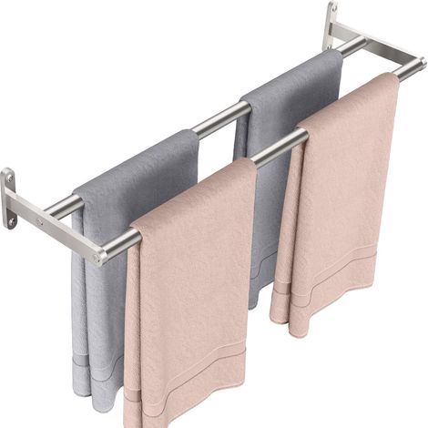 Doppelhandtuchhalter, Edelstahl, 60 Cm, Wandmontage, 2 Arme, Badezimmer