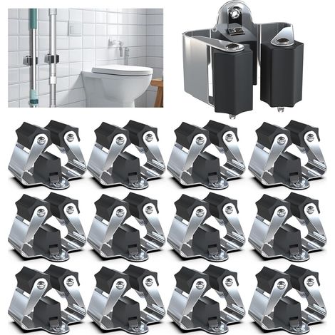 12 Stück – Wandmontierter Besenhalter – Besenhaken – Verstellbare Halterung 18–35 Mm – Robuster, Verzinkter Stahl, 4 Kg – Für Garage, Garten, Badezimmer – Silber – 0,7 Mm