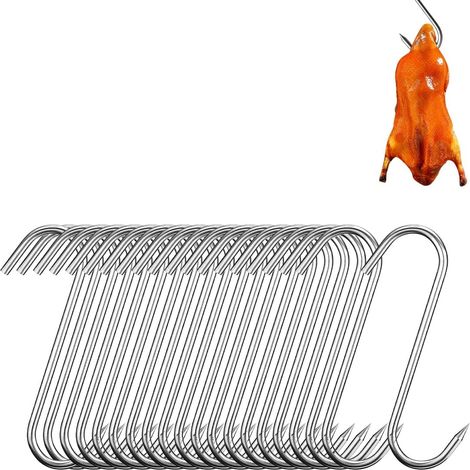 20 Stück – Metzgerhaken – S-haken – Edelstahl – Zum Aufhängen Von Fleisch Und Fisch – Küche Und Garten – Silber – 3 Kg