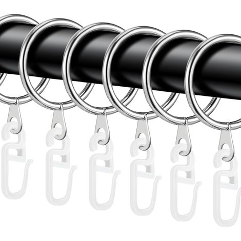 40 - Gardinenring - Gardinenhaken - Silbernes Metall Und Transparenter Kunststoff Für Gardinenstangen Bis 27 Mm - Badezimmer Und Wohnzimmer - Silber - 30 Mm