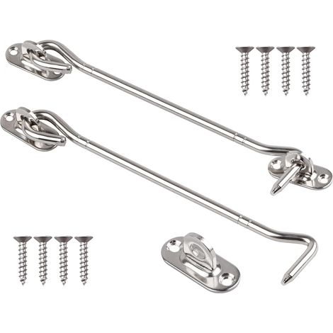 Stück - Türhaken - Ösenverschluss - Robuster Edelstahl Für Tore Und Fenster, Innen- Und Außenbereich, Silber, 8 Zoll (20,3 Cm)