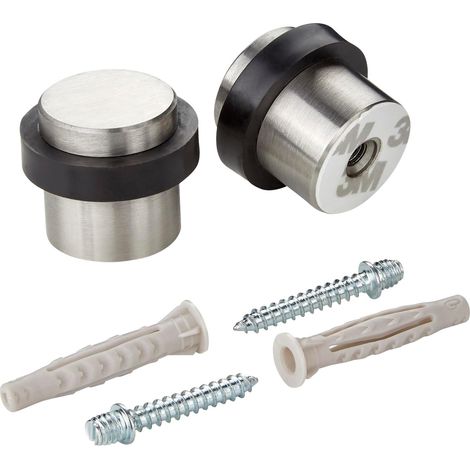 2er-set – Türstopper – Bodenbefestigung – Schraub- Oder Klebemontage – Wand- Und Türschutz – Für Den Innenbereich – Gebürstetes Silber – 36 X 3,2 Cm
