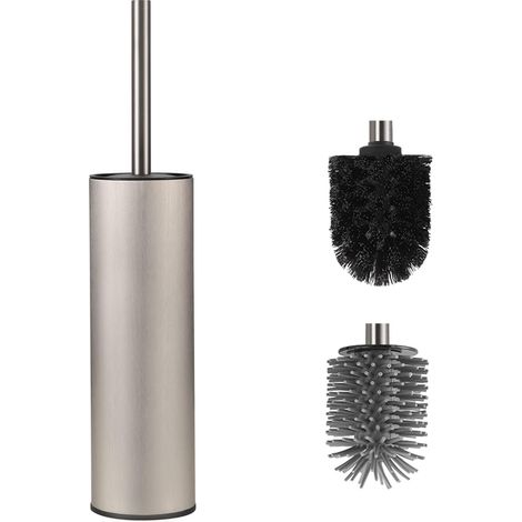 - Wc-bürsten - Freistehender Halter - Gebürstetes Nickel - Gründliche Reinigung, Tropffrei - Modernes Badezimmer - Silber - 35 X 10 Cm