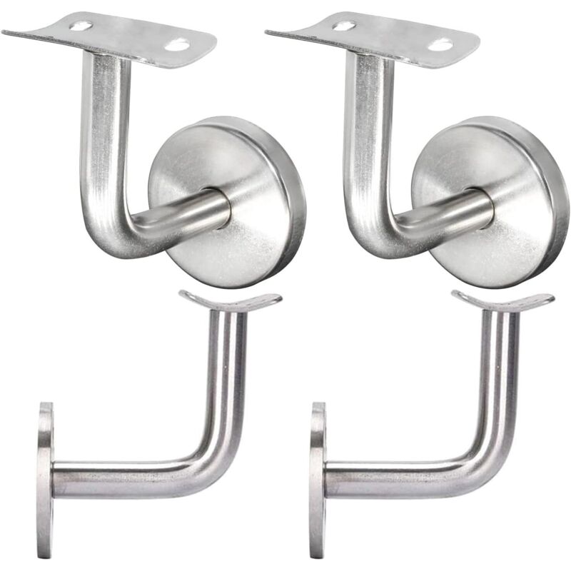 Handlaufhalterung Aus Edelstahl, Feste Gebogene Treppengeländerhalterung 60 X 80 Mm (4 Stück, Silber)