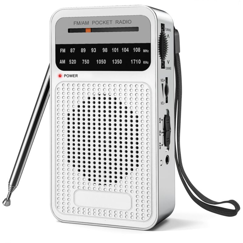 Tragbares Am/fm-radio Mit Großer Reichweite, Transistorradio Mit Lautsprecher, Kopfhöreranschluss, Silberfarben