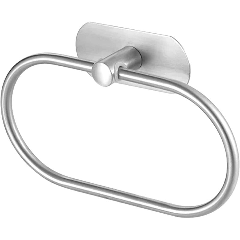 Ovaler Handtuchring, Wandmontiertes Badaccessoire Ohne Bohren, Edelstahl, Silber