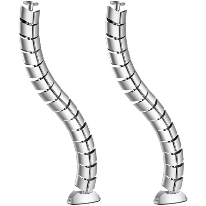 Kabelmanagement-set, Flexibler Und Verstellbarer Kabelorganizer Für Den Schreibtisch, Silber, 2-teilig (oval, 74,5 Cm)