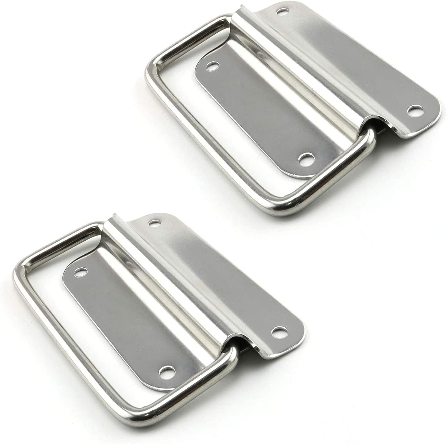 Klappbarer Edelstahlgriff, Kistengriff, Werkzeugkastengriff, Silber, 2 Stück (mittel)
