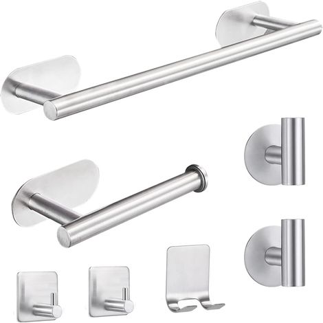 7-teiliges Badezimmer-accessoire-set, Handtuchhalter Aus Edelstahl, Montage Ohne Bohren, Für Badezimmer