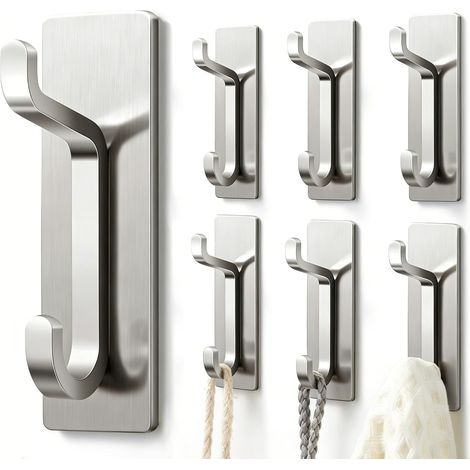 6er-set Haken, Handtuchhalter, Extra Starker Kleber, 6 Kg, Edelstahl/aluminium, Badezimmer