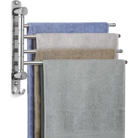 Wandhandtuchhalter, Edelstahl Sus304, 4 Schwenkstangen (180°), Platzsparend, Badezimmer/küche