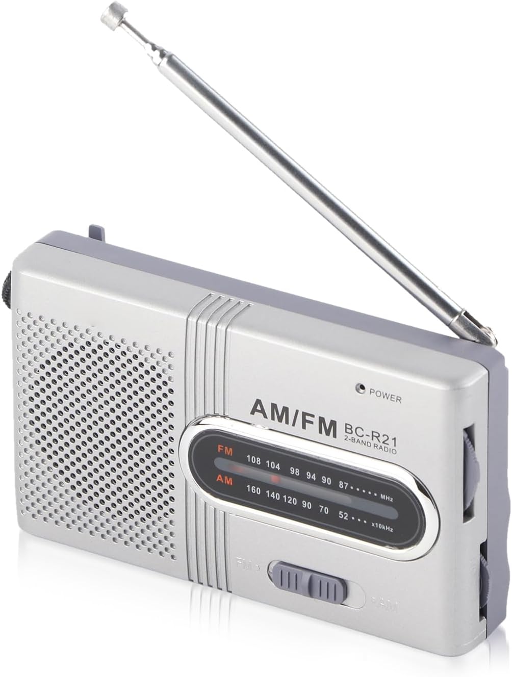 Mini-tragbares Am/fm-radio, Eingebauter Lautsprecher Mit Ausziehbarer Antenne Und Standard-kopfhöreranschluss, Silberfarben