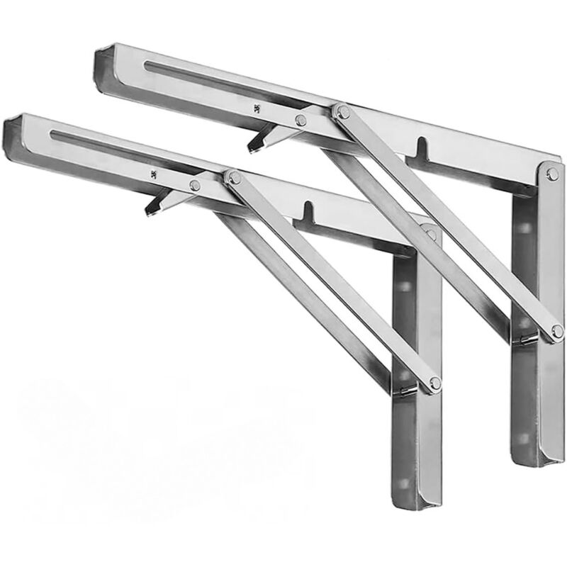 Klappbarer Regalträger, Platzsparender Träger, Wandmontiertes Klapptischgelenk, 20 Cm, 2 Stück – Silber
