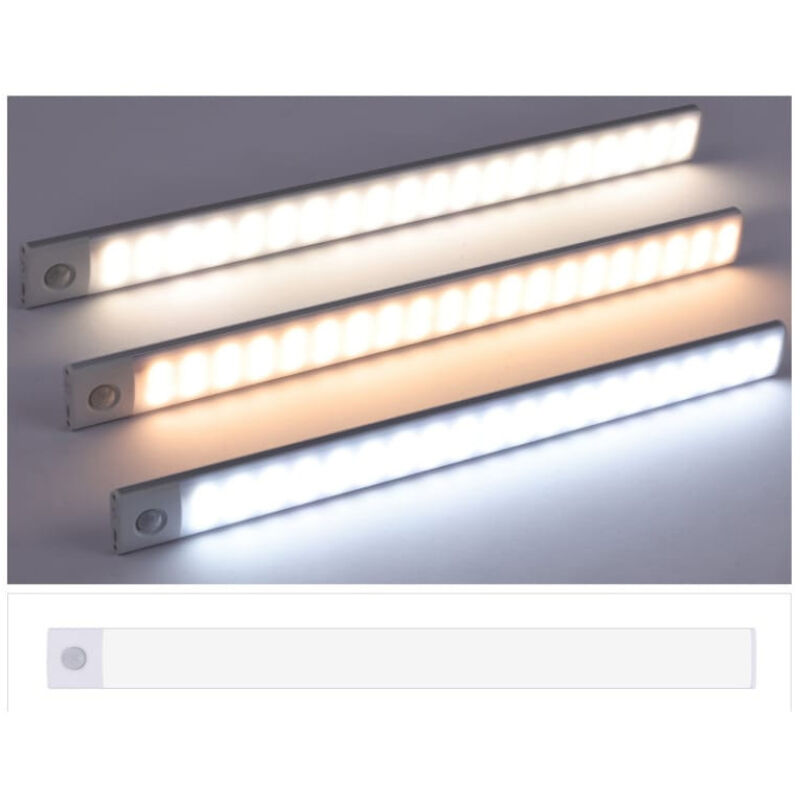 Ultradünne Led-lampe Mit Sensor, Magnetisch, Dreifarbiges Licht, Einstellbare Helligkeit, Wiederaufladbar, Silber, 40 Cm