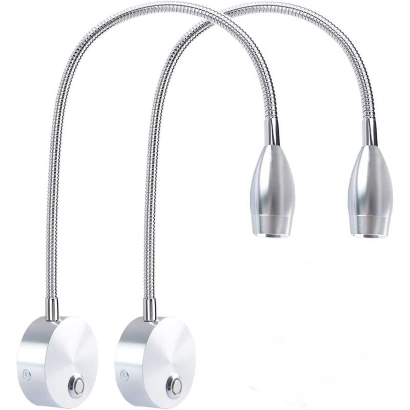 Nachttischlampe, Leselampe Fürs Schlafzimmer, 3w Led, Touch-dimmbar (silber, 2 Stück)