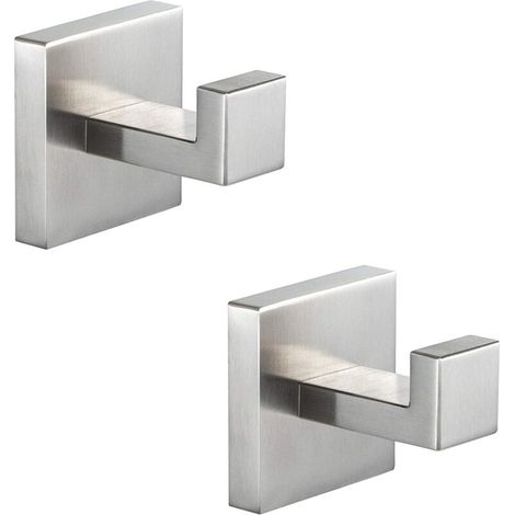 Set Mit 2 Quadratischen Wandhaken Aus Edelstahl Sus 304 Für Badetücher, Küchentücher, Bademäntel, Mäntel, Hüte, Kleidung (silber)