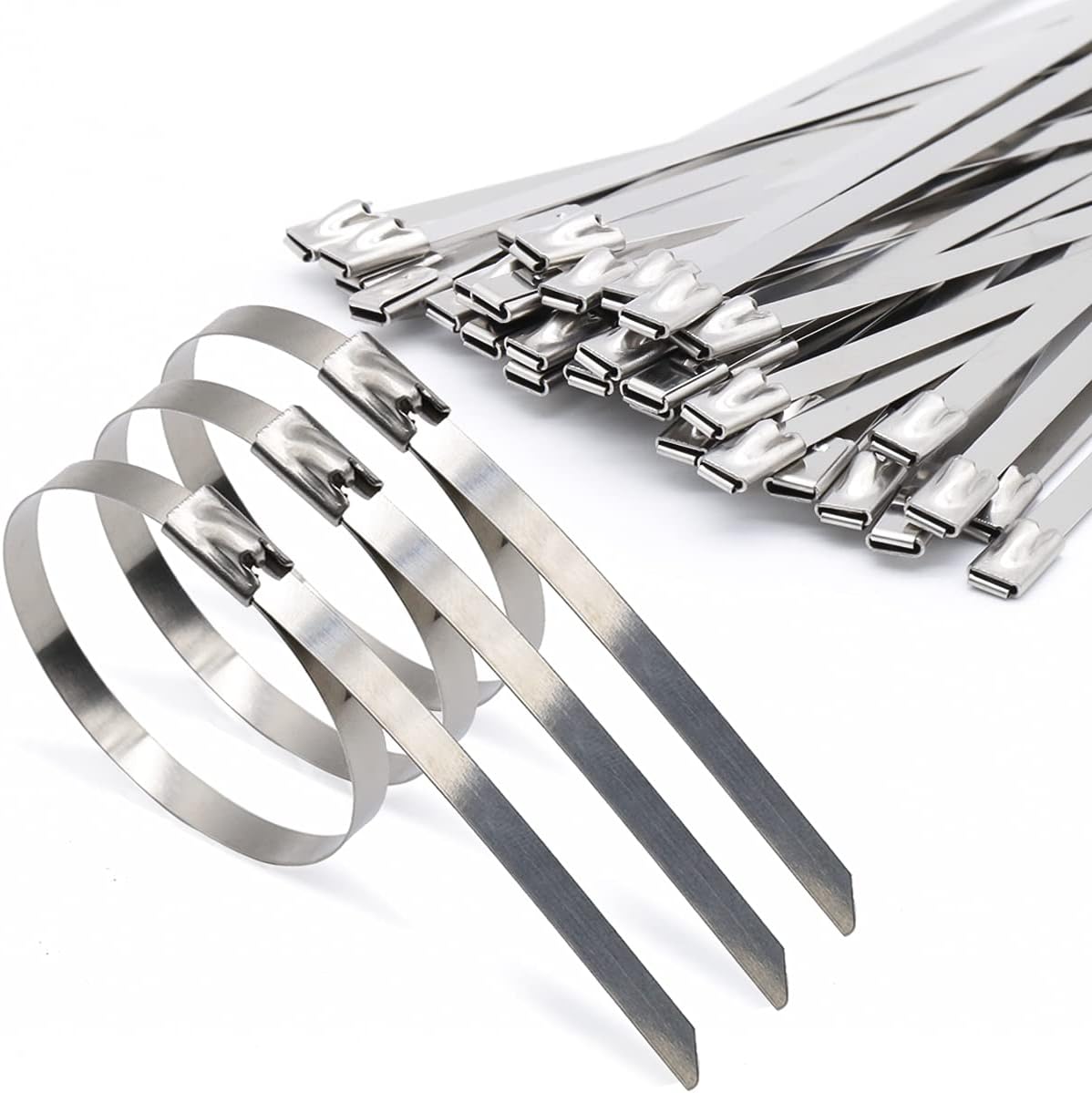 Kabelbinder Aus Edelstahl – Selbstsichernd – 100 Mm – Für Kabel, Auspuffanlagen, Zäune Und Lagerung – Silber – 100 Stück