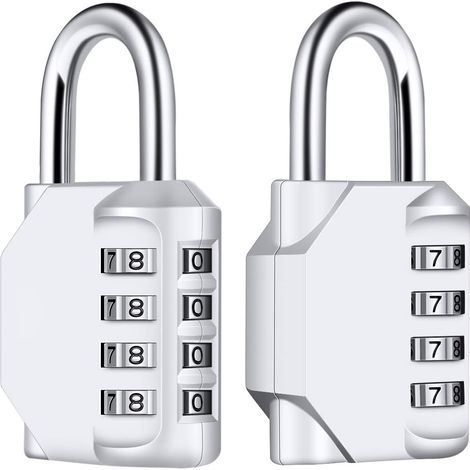 Silber – [2er-pack] 4-stellige Zahlenschloss-vorhängeschloss, Wasserdicht, Metallbeschichtete Stahl-zahlenschlaufe