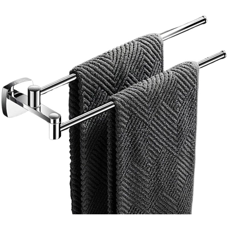 Schwenkbarer Handtuchhalter Fürs Badezimmer, Wandmontage, 2 Stangen, 34,3 Cm, Silber