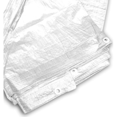 Schutzplane 2x2m, Weißes Gewebe, 90g/m², Aluminiumösen, Polyethylen, Garten, Camping