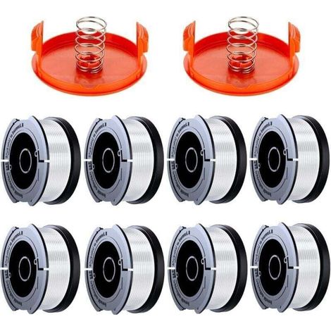 Ulisem 10er-packung Trimmerfadenspule, Kompatibel Mit Black & Decker Trimmern, A6481 A6485, 1,65 Mm Trimmerfadenspule (8 Trimmerfäden, 2 Schutzkappen, 2 Federn)