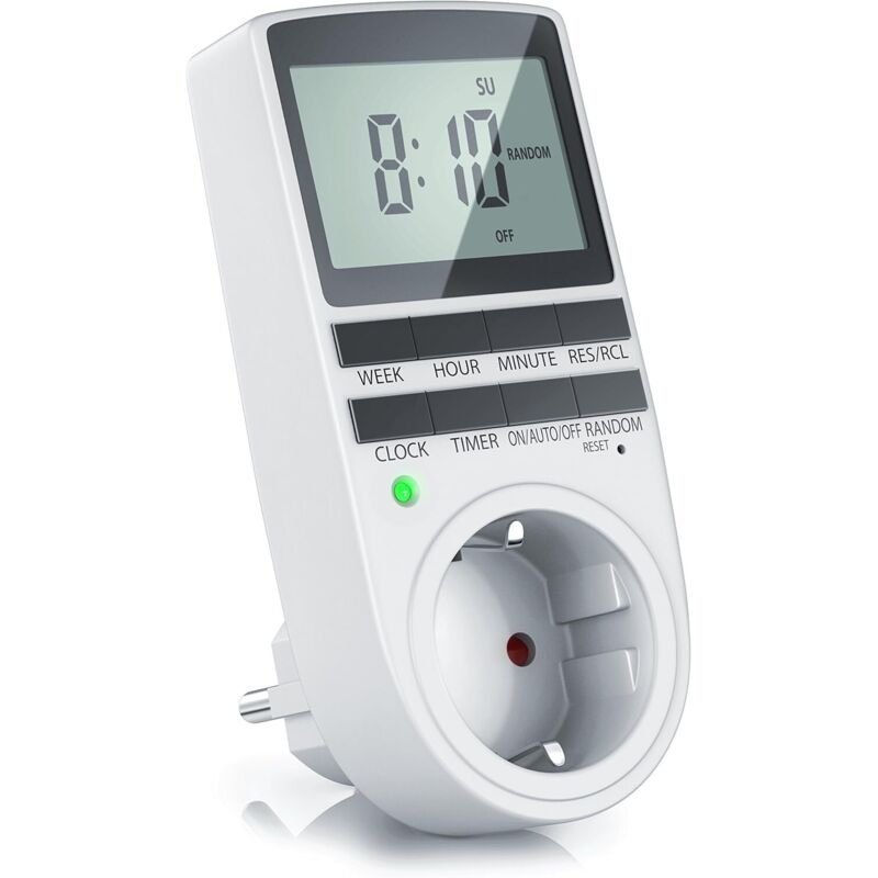 Digitaler Timer – 5,3 Cm (2,1 Zoll) Lcd-bildschirm – 3680 W – Digitaler Timer Mit 10 Programmierbaren Einstellungen – Notstromversorgung – Zufallsschaltung – Kindersicherung – Fei Yu
