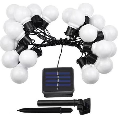 Weiße Lichterkette Für Den Außenbereich Mit Weißen Glühbirnen – Romantische, Elegante Außendekoration Für Garten Und Terrasse (3,5 M, 10 Lichter)