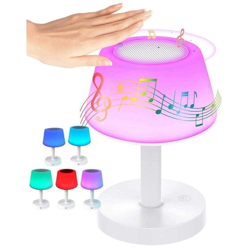 Nachttischlampe Mit Bluetooth-lautsprecher, Led-nachtlicht, Stimmungslicht, Tischlampe, Rgb-touch-nachttischlampe, 3-stufig Dimmbarem Touch-modus Und 7 Wechselnden Farben – Fe
