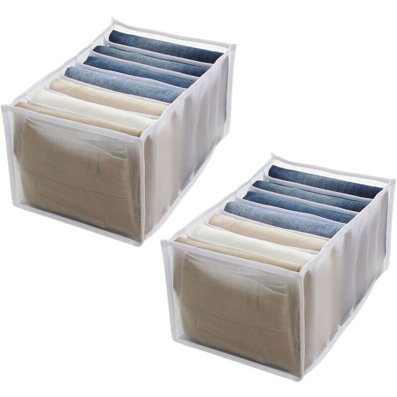 2-teiliger, Faltbarer Schubladenorganizer, Geräumiger Kommodenorganizer, Faltbare Aufbewahrungsbox Für Jeans, T-shirts, Weiß, 25 X 36 X 20 Cm