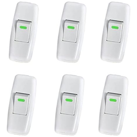 Csparcv 3x6,5cm 6er-pack Lampenschalter, Torpedoschalter, Zwischenschalter, Nachttischlampenschalter, Wippschalter Für Nachttischlampen (ersatz)