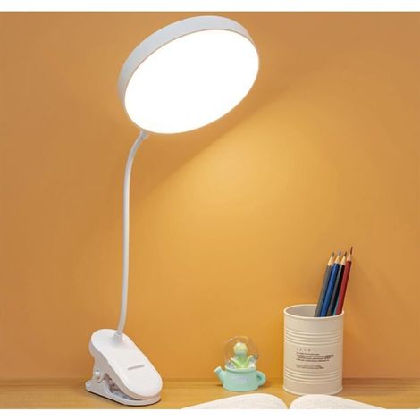 Ulisem Wiederaufladbare Led-leselampe Mit Clip, 3 Augenschutzmodi, Dimmbar, 360° Verstellbarer Nackenriemen, Tragbar, Ideal Für Büro, Bett, Reisen Und Camping (weiß)