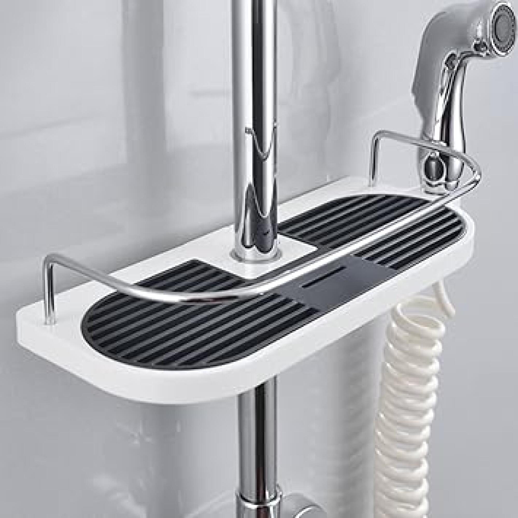Ein Bohrfreier Duschstangenhalter – Badezimmer-aufbewahrungsregal, Geeignet Für Shampoo Usw., Passend Für Duschstangen Mit Einem Durchmesser Von 19 Mm Bis 25 Mm.