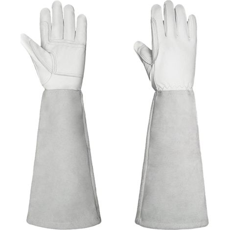 Gartenhandschuhe (unisex) – Durchstichfestes Rindsleder, Ideal Zum Schneiden Von Rosen Und Brombeeren, Mit Verlängertem Armschutz