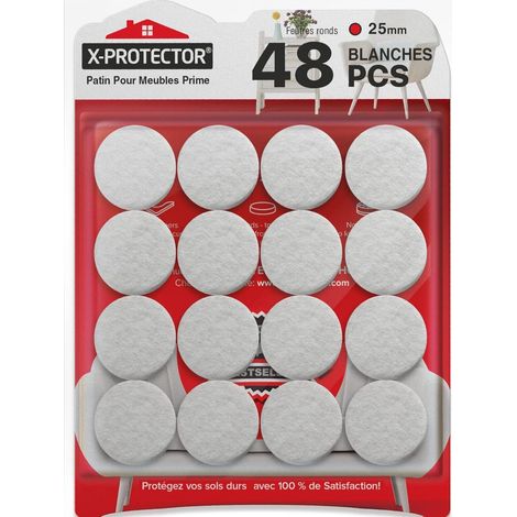 48 Stück – Filzgleiter – Möbelgleiter – Selbstklebende Gleiter Für Stühle Und Tische, Bodenschutz, Weiß, 2,5 Cm