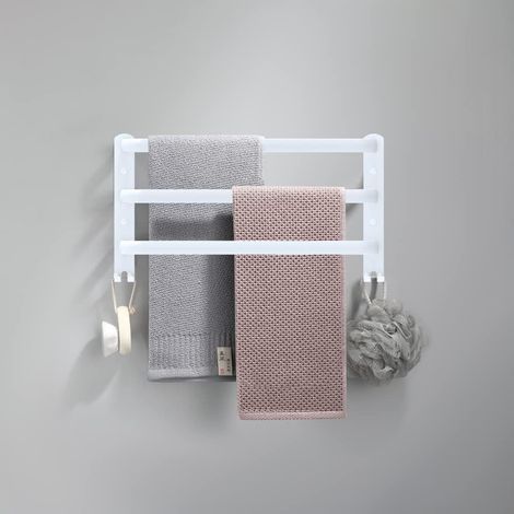 - Wandmontierter Handtuchhalter - Handtuchablage - Korrosionsbeständiges Aluminium - 3-stufige Belüftung - Badezimmer, Küche, Hotel - Weiß - 60 X 22 Cm
