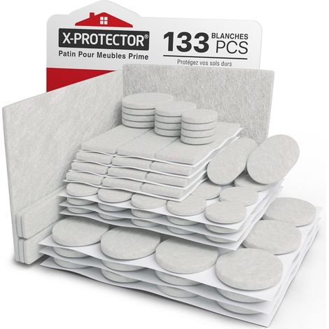 133 – Filzgleiter – Möbelgleiter – Selbstklebend, Weiß – Hartbodenschutz Für Stühle Und Tische – 19 Mm Bis 152 Cm