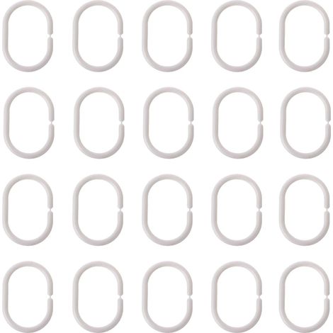 20er-packung – Duschvorhangringe – Badezimmerzubehör – Schnellverschluss – Für Duschvorhangstangen – Weiß – 4 X 2 Cm